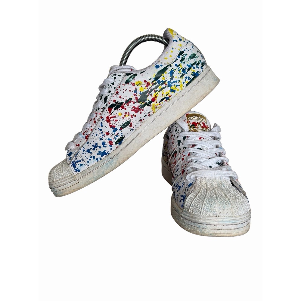 Adidas Superstar Splashes Splatter Drips White Mens Size 9 - Picture 5 of 11